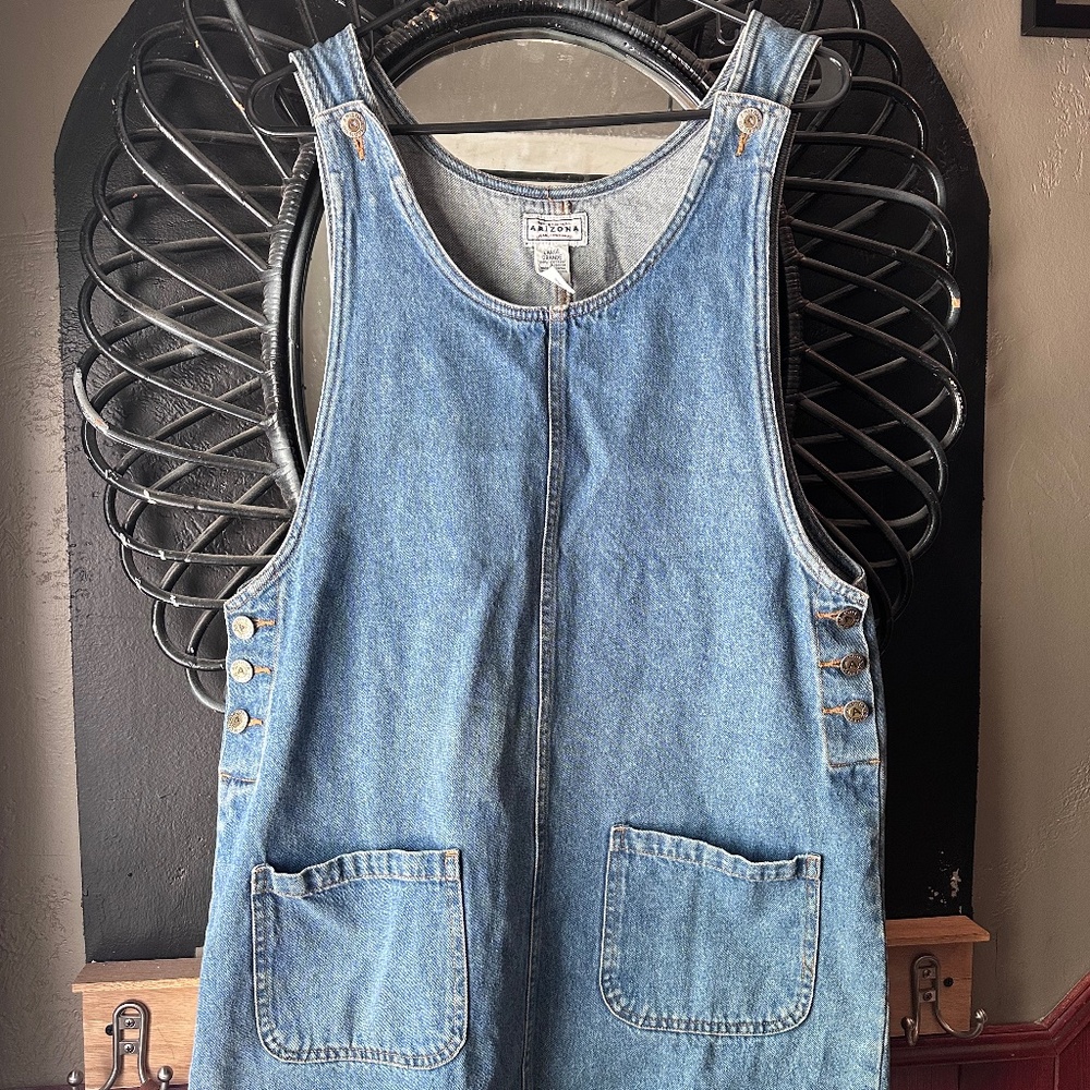 Vintage Arizona Cotton Jean Skirt Jumper with Pockets Size L